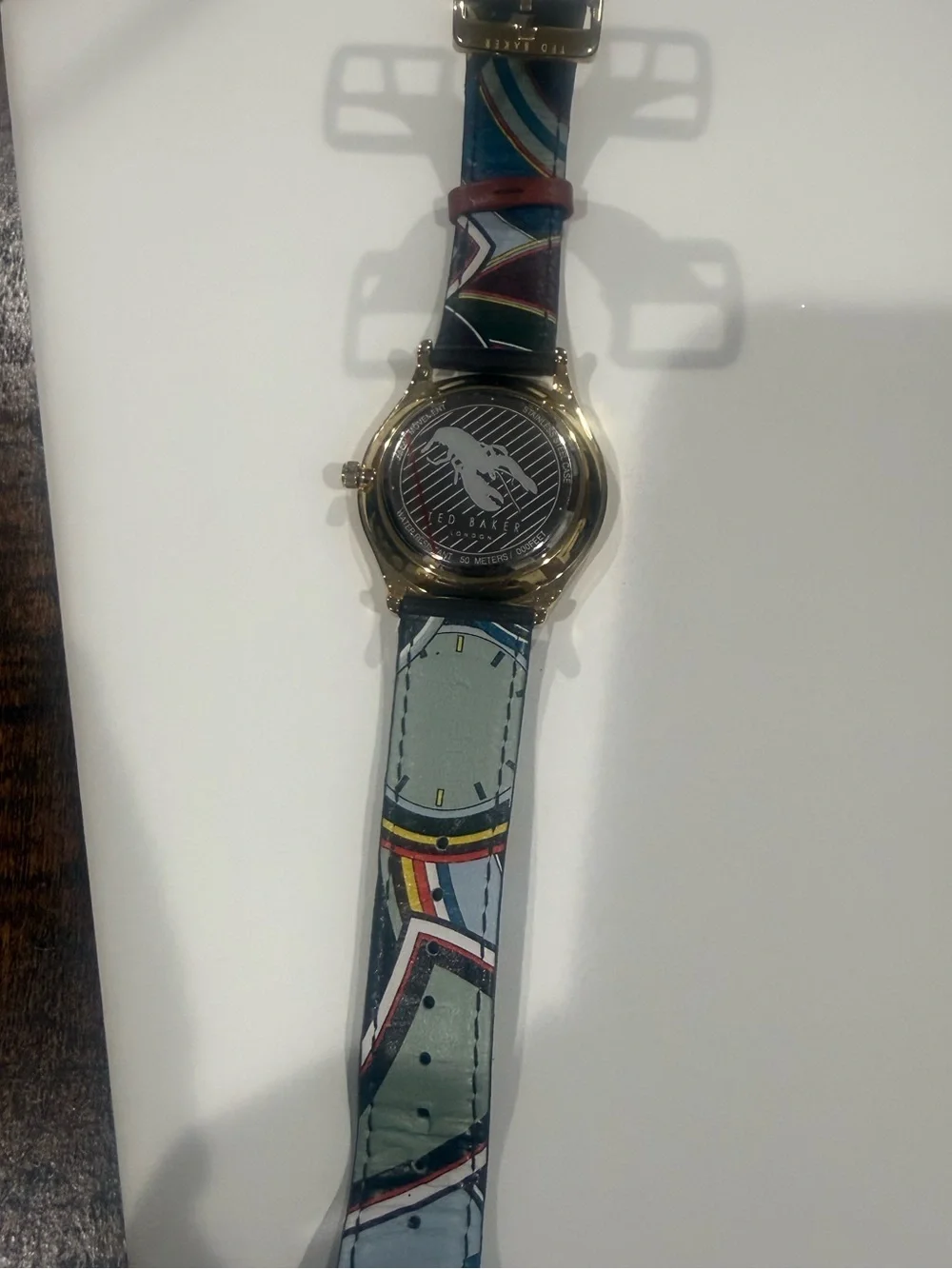 Ted Baker Classic Gold Case Wristwatch with Brown Leather Band